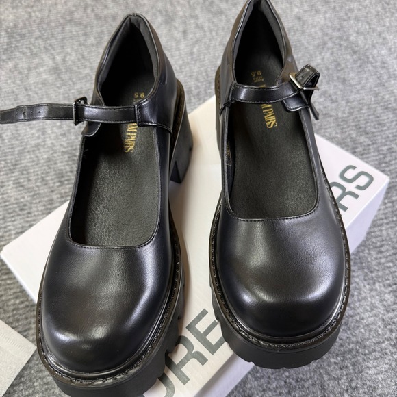 Dream Pairs Black Chunky Platform Mary Jane Buckle Shoes Womens Size 9.5 new box - Picture 2 of 12